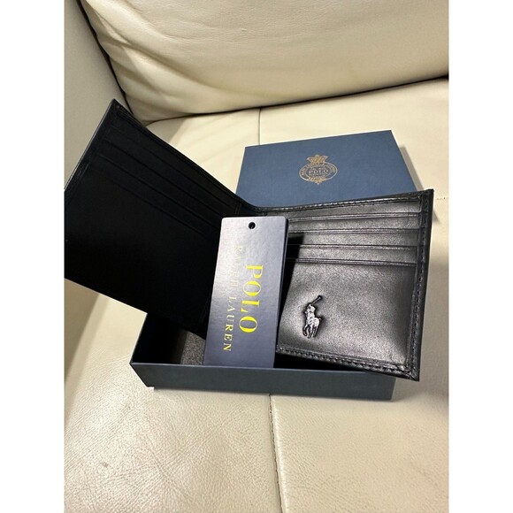 NIB POLO RALPH LAUREN Men's WALLET BIFOLD SMOOTH LEATHER BLACK - Picture 13 of 13